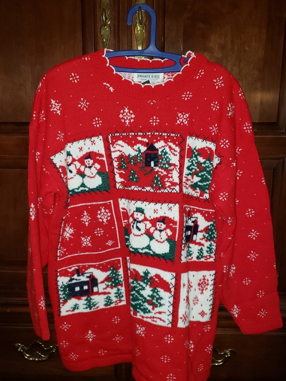 Red Holiday Snowman Knit Sweater
